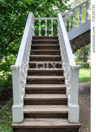 Wooden staircase of old gazebo 31626795