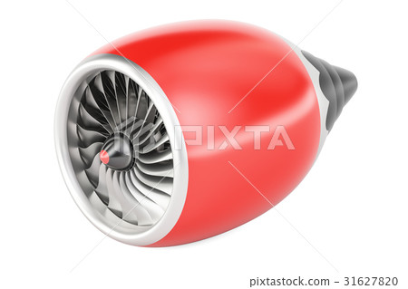 red jet engine, 3D rendering 31627820