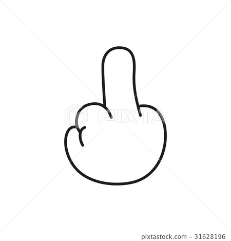 hand showing middle finger up or fuck you - Stock Illustration