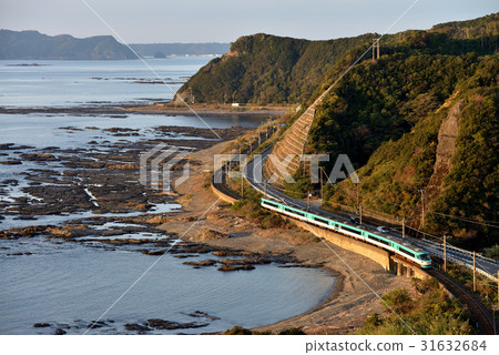 283 series express trainer going along the seaside of the Nanki Kuroshio 31632684