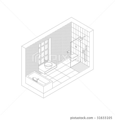 Line bathroom in isometric view Line bathroom in isometric view 31633105
