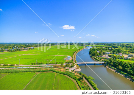 치바현 시라 코 정 관한 南日当 고이 부근을 공중 촬영 스톡사진