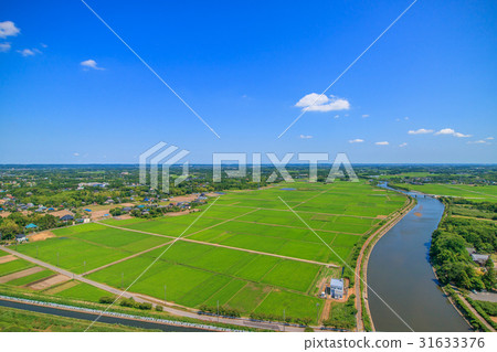 치바현 시라 코 정 관한 南日当 고이 부근을 공중 촬영 스톡사진