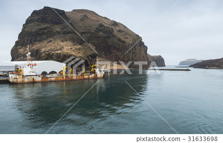 Cargo ship moored in port Vestmannaeyjar 31633698