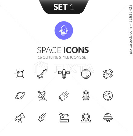 Outline black icons set in thin modern style Outline black icons set in thin modern style 31635422