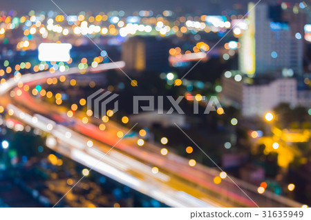 Highway overpass city blurred bokeh light top Highway overpass city blurred bokeh light top 31635949