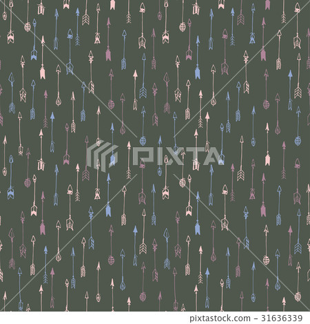 Seamless pattern with hand drawn flying arrows - Stock Illustration ...