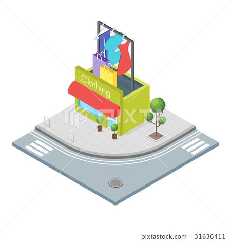 Isometric illustration of clothing store. - Stock Illustration ...