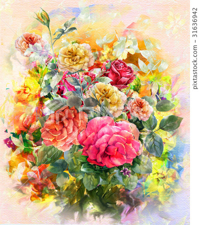 Abstract colorful flowers rose watercolor painting Abstract colorful flowers rose watercolor painting 31636942