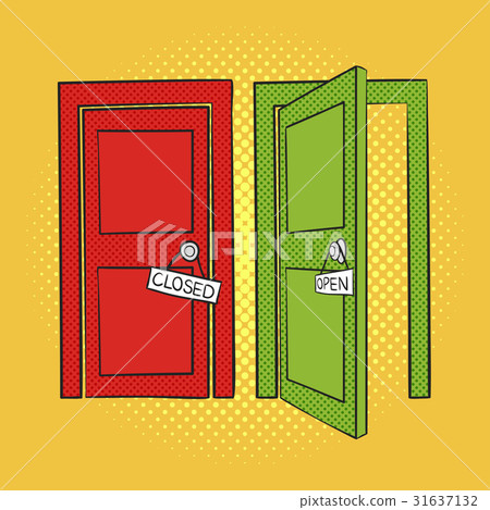 Vector hand drawn pop art illustration of doors. 31637132