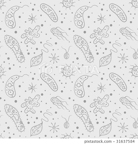 Vector seamless pattern with bacteria virus icons - Stock Illustration ...