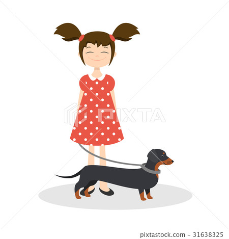 Happy smiling girl with her dachshund Happy smiling girl with her dachshund 31638325