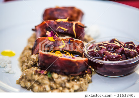 Detail on special designe for food on plate 31638403