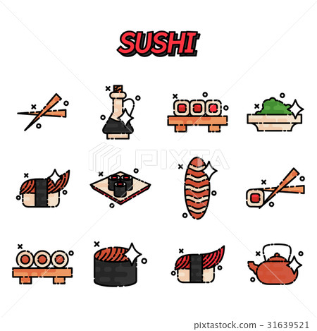 Sushi cartoon concept icons Sushi cartoon concept icons 31639521