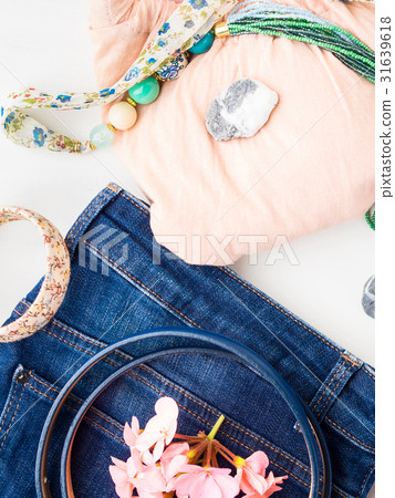 Summer lifestyle woman clothes flat lay Summer lifestyle woman clothes flat lay 31639618