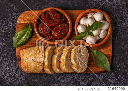 Fresh bread with snacks. Fresh bread with snacks. 31640990