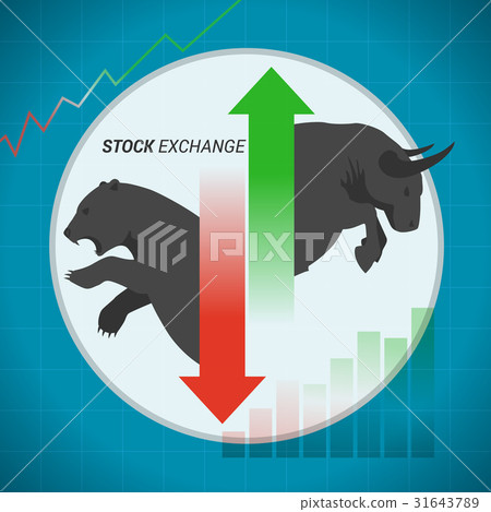 Stock Market Concept Bull Vs Bear Up Down Arrow - Stock Illustration ...