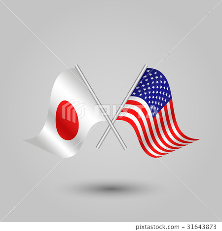 vector two crossed japanese and american flags - Stock Illustration ...