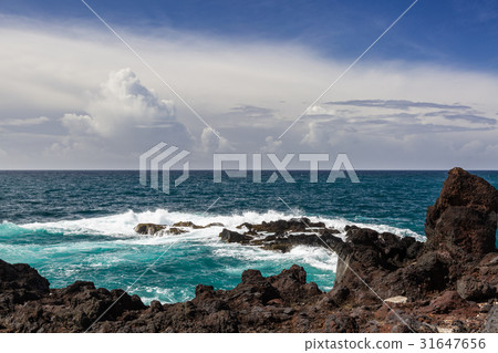 Coast town of Lagoa on the island of Sao Miguel 31647656