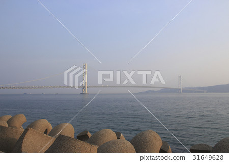 Akashi Kaikyo Ohashi Bridge從附近的朝霧站瞄準，晚上 31649628