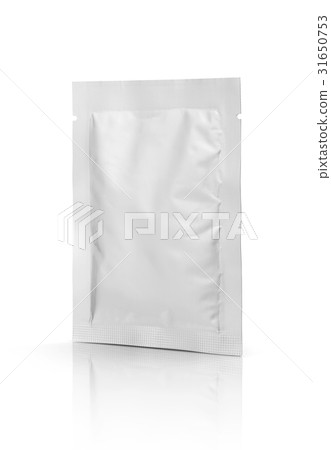 blank packaging foil sachet on white background 31650753