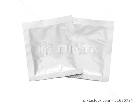 blank packaging foil sachet on white background 31650754