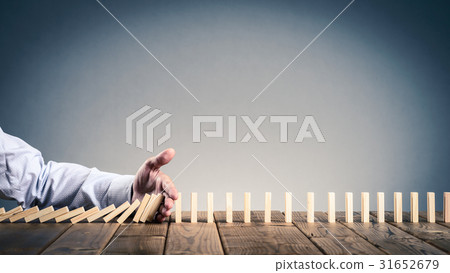 Hands to stop Domino Block 31652679
