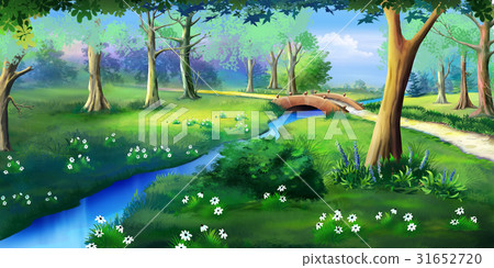 Small Bridge Over the Creek in a Park Small Bridge Over the Creek in a Park 31652720