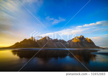 Vestrahorn mountain sand dunes at sunset, Iceland 31652883