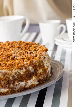 Homemade delicious honey cake with crumb 31653458