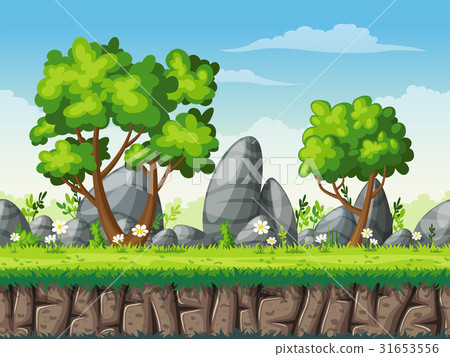 插圖素材: seamless cartoon nature background