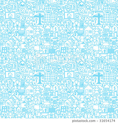 Line House White Seamless Pattern 31654174
