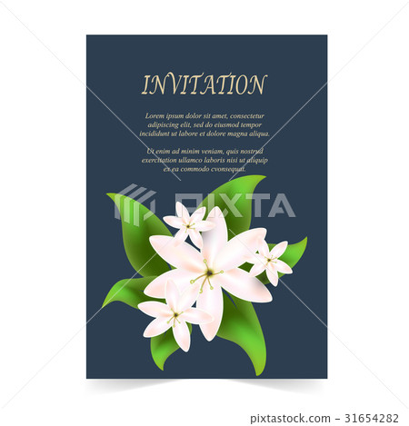 Invitation card, wedding card with white flowers Invitation card, wedding card with white flowers 31654282