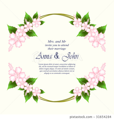 Invitation card, wedding card with Hibiscus flower Invitation card, wedding card with Hibiscus flower 31654284