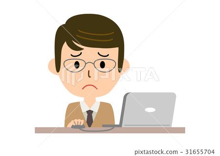 A man operating a notebook computer - Stock Illustration [31655704] - PIXTA