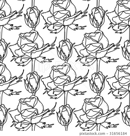 Graphic pattern of roses 31656184