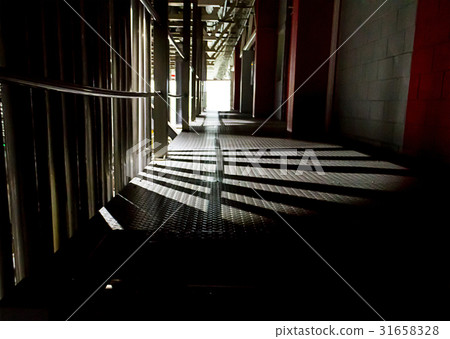 Dark long corridor on the side break through Dark long corridor on the side break through 31658328
