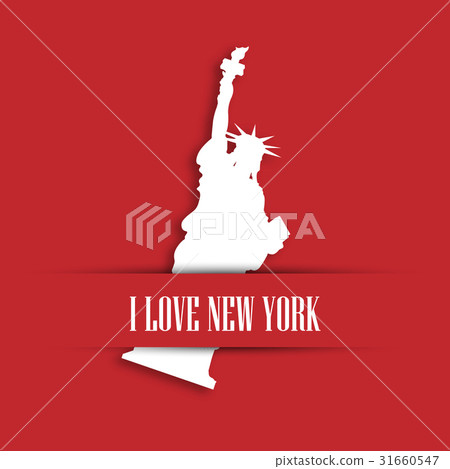 Statue of Liberty white paper cutting in red Statue of Liberty white paper cutting in red 31660547