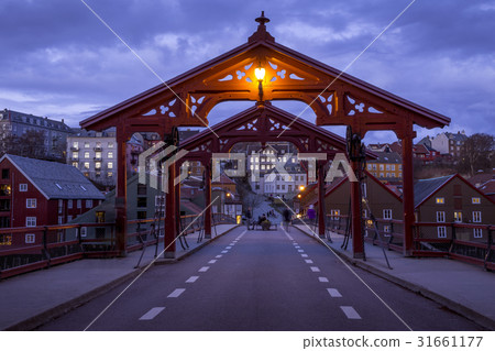 Old wooden bridge - Gamle Bybro in Trondheim Old wooden bridge - Gamle Bybro in Trondheim 31661177