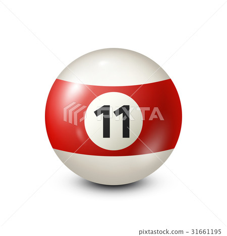 Billiard,red pool ball with number 11.Snooker 31661195