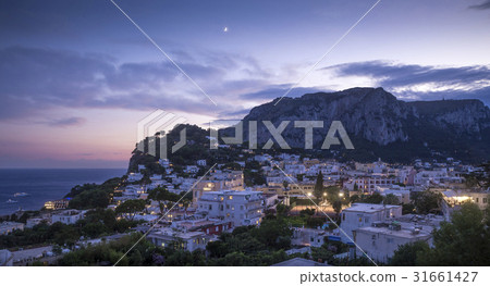 Panorama of Capri island at night, Italy 31661427