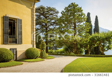 Panorama of garden and villa at lake Como in Italy Panorama of garden and villa at lake Como in Italy 31661481