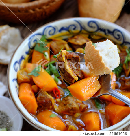 Vietnam food, bread with stewed beef Vietnam food, bread with stewed beef 31661638