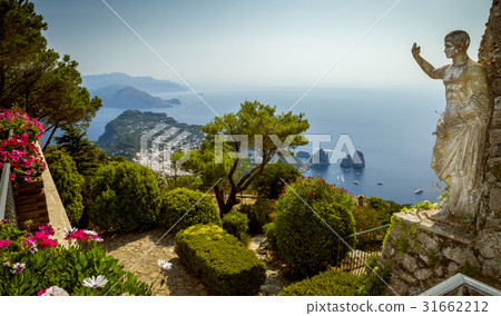 Panoramic view of Capri Island from Mount Solaro, Italy Panoramic view of Capri Island from Mount Solaro, Italy 31662212