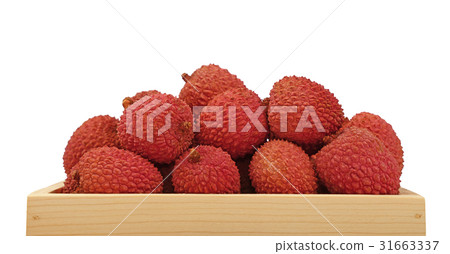 Fresh litchee in box isolated close up on white Fresh litchee in box isolated close up on white 31663337