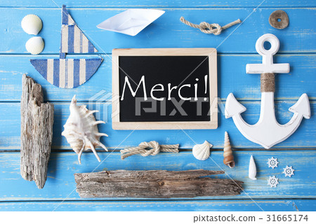 Nautic Chalkboard, Merci Means Thank You 31665174