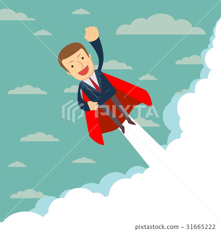 Super businessman in red capes flying upwards to Super businessman in red capes flying upwards to 31665222