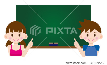例證小學學生性別和黑板A 01 31669542