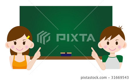 例證小學學生男性和女性黑板A 02 31669543