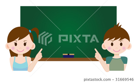 例證小學學生男性和女性黑板A 05 31669546